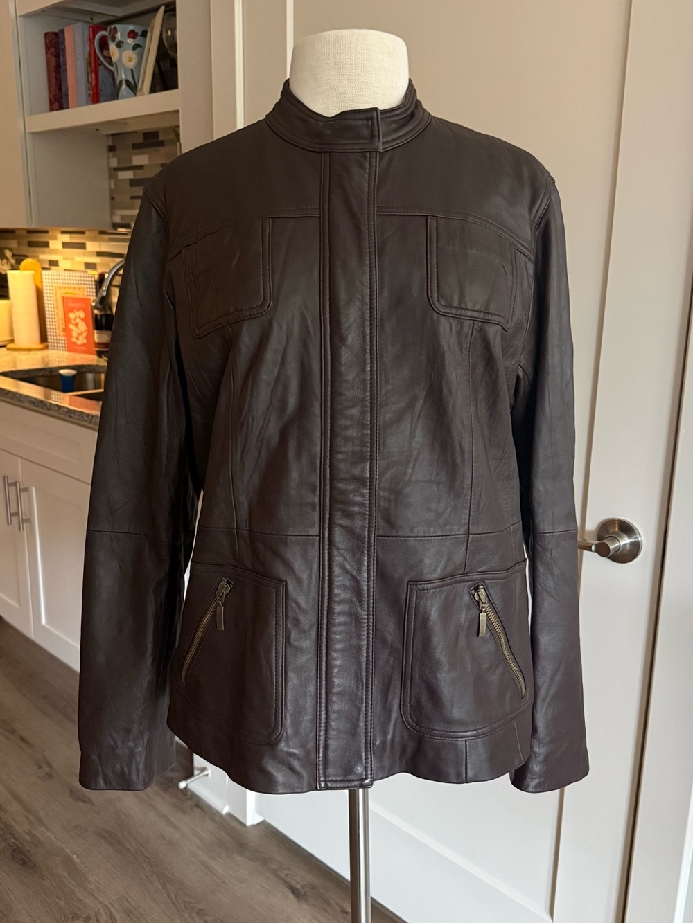 Vintage Chico's Dark Brown Genuine Leather Jacket